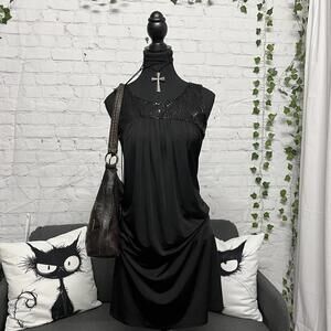 Vintage Y2K USA co-me como boho chic babydoll draped evening dress wth sequins S